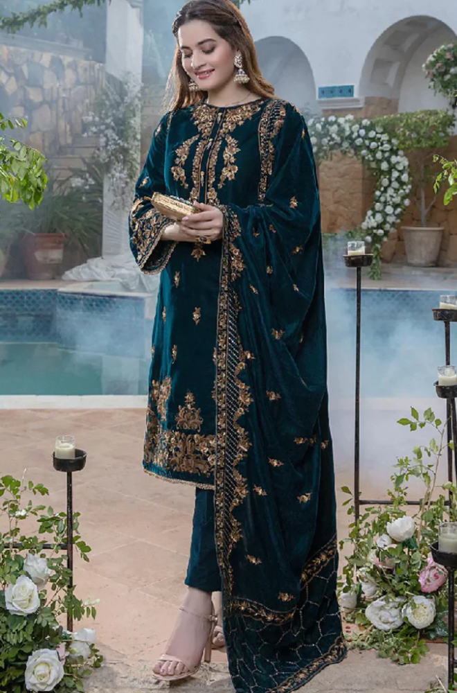 Winter 3PC Velvet Embroidered Suit - BFB0168