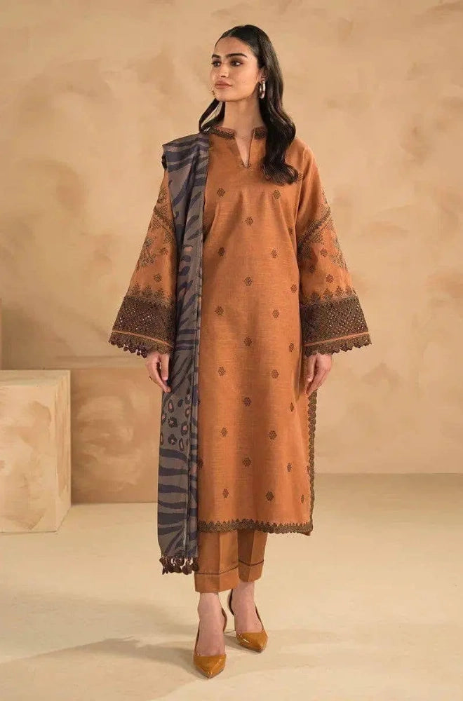 Nishat - 3PC Dhanak Embroidered Suit - BFB01108