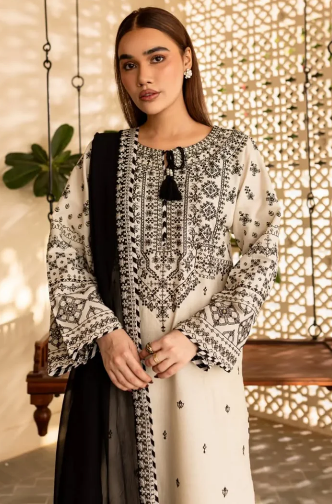 Nishat - 3PC Lawn ChickenKari Embroidered Suit- BFB0275