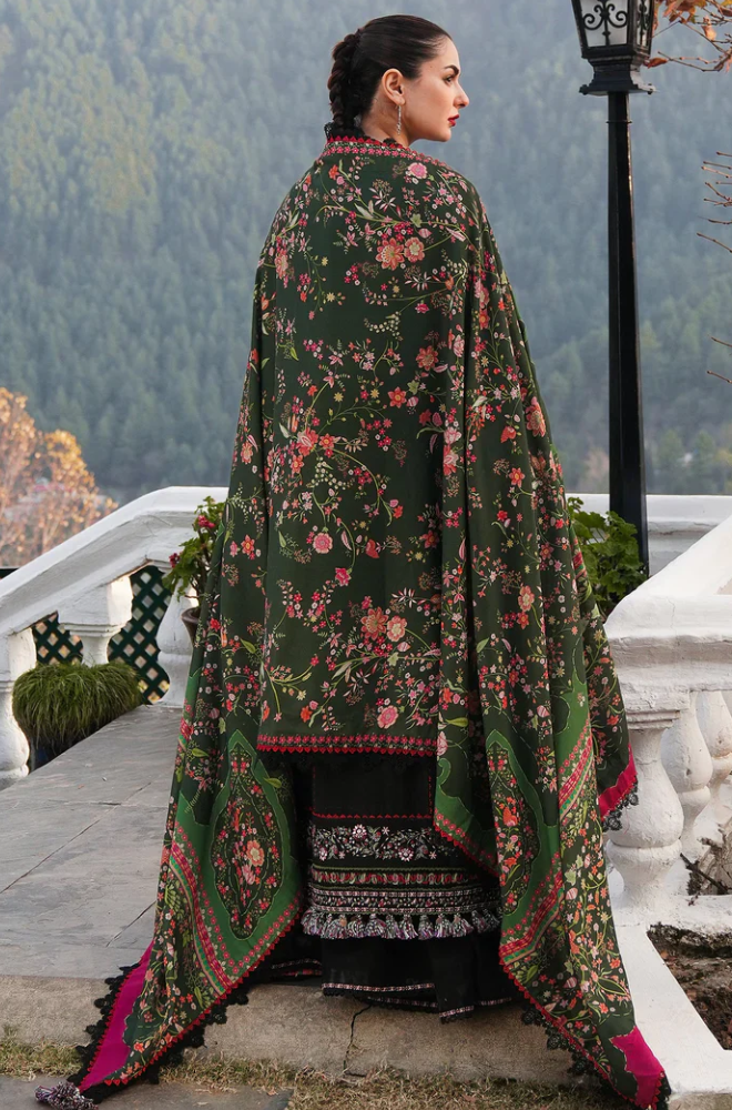 Hussain Rehar - Winter 3PC Dhanak Embroidered Suit - BFB0437