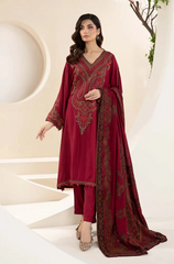 Maria B - 3PC Dhanak Embroidered Suit - BFB0217