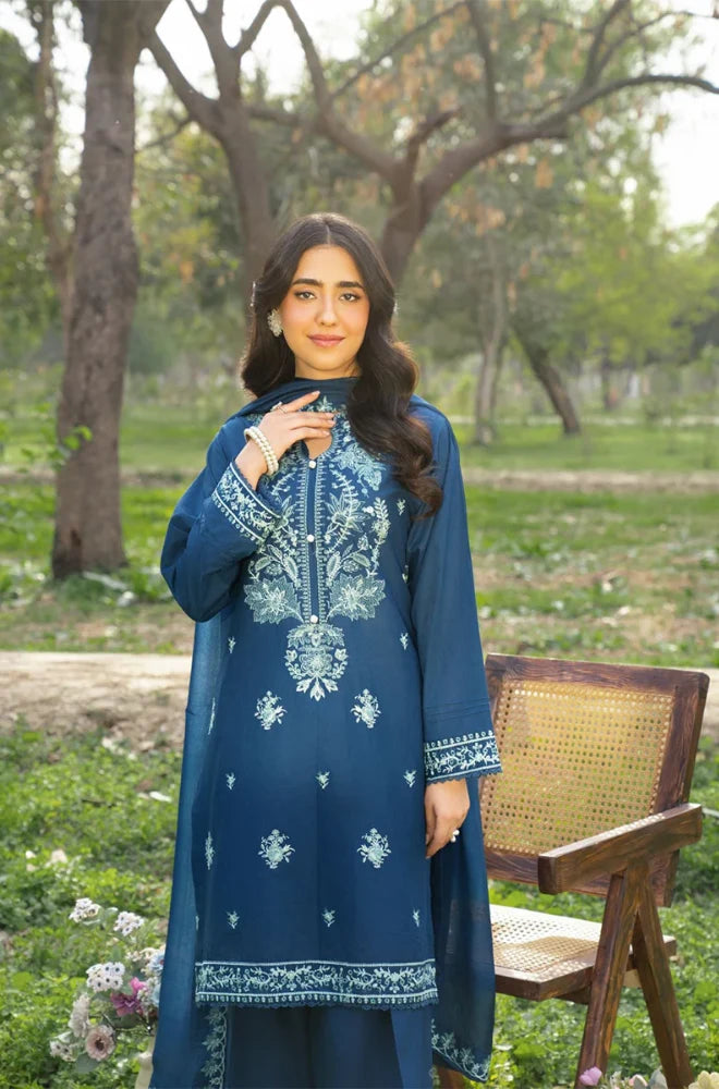 Panache - 3PC Dhanak Embroidered Shirt With Chiffon Embroidered Dupatta and Trouser - BFB0909