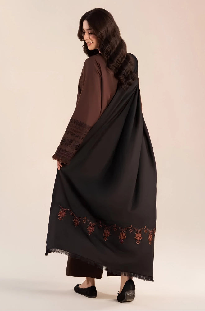 Lazuli - 3PC Dhanak Embroidered Shirt With Wool Embroidered Dupatta and Trouser - BFB01048