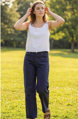 Signature Baggy High-Waist Denim - Navy Blue - BFJ006