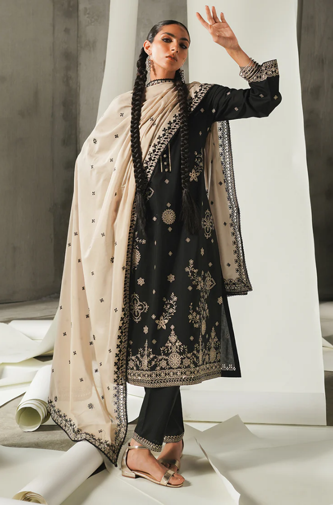 Image - 3PC Dhanak Embroidered Suit - BFB0148