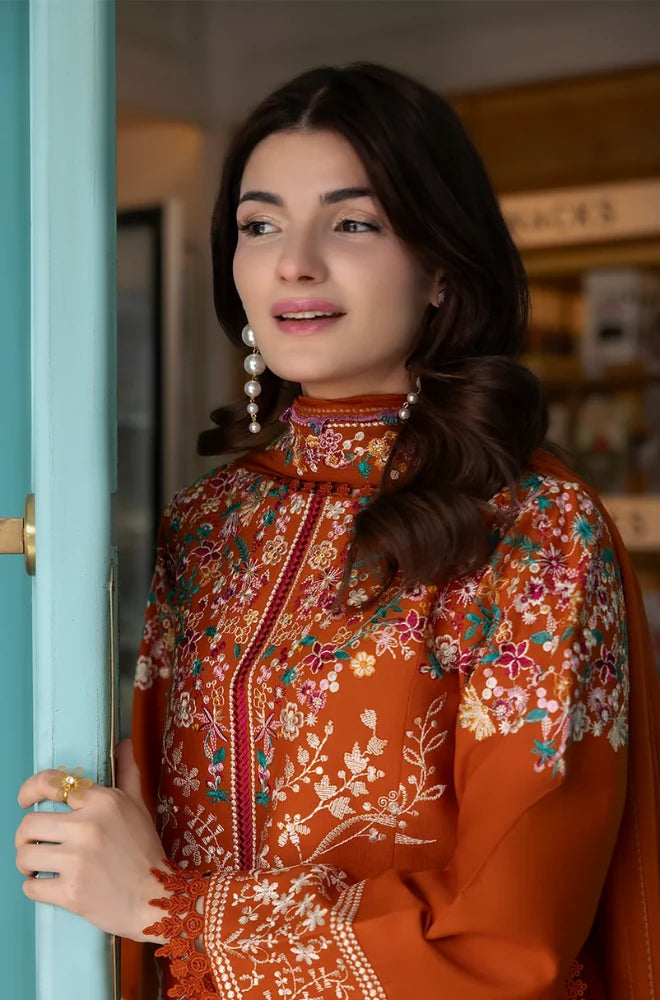 3PC Dhanak Embroidered Shirt With Embroidered Chiffon Dupatta and Trouser - BFB01061