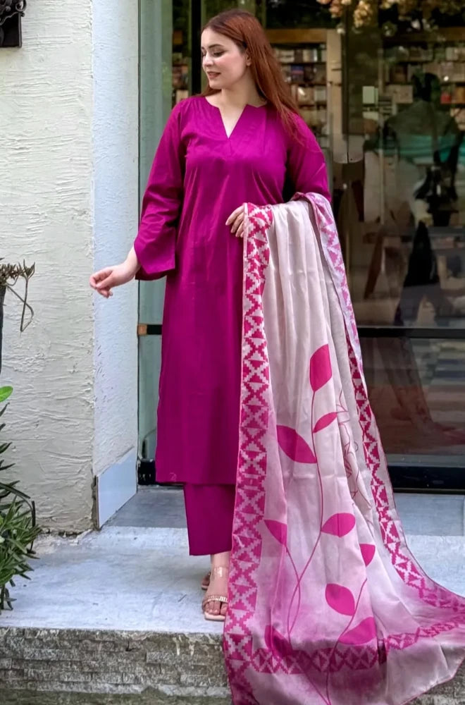 Bluefery - 3PC Lawn Shirt With Slub Net Dupatta and Trouser - BFB01148