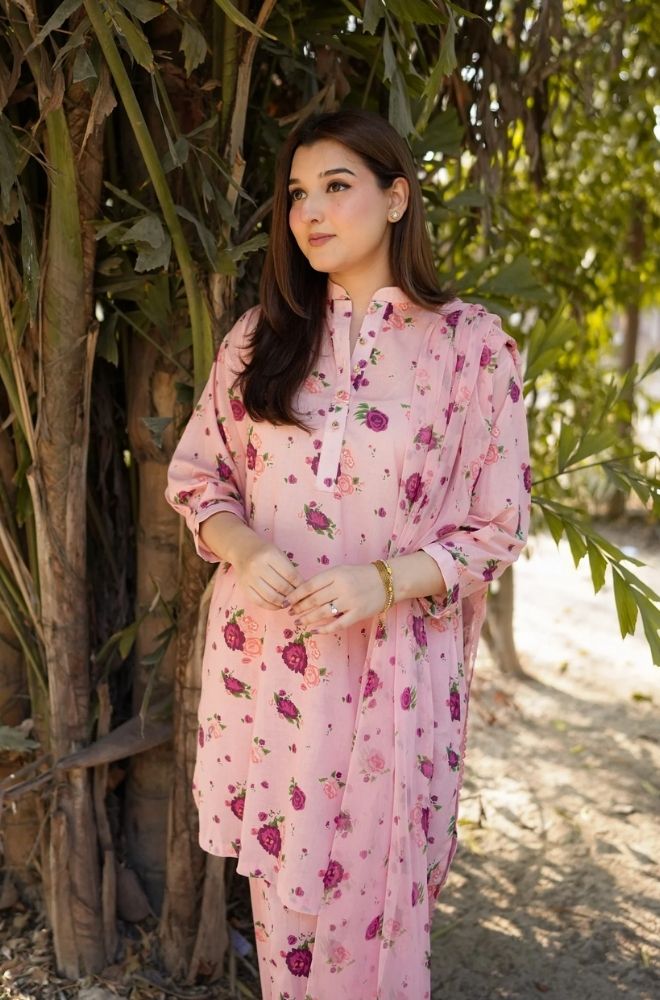 Aneelas - 3PC Lawn Printed Shirt with Lawn Printed Dupatta and Trouser - BFB0846