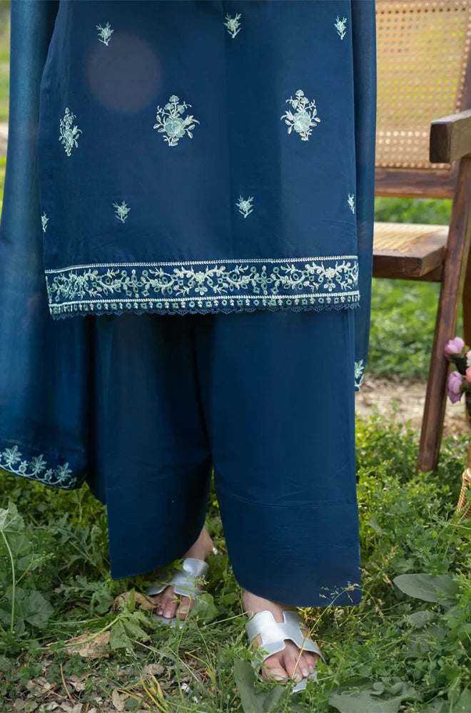 Panache - 3PC Dhanak Embroidered Shirt With Chiffon Embroidered Dupatta and Trouser - BFB0909