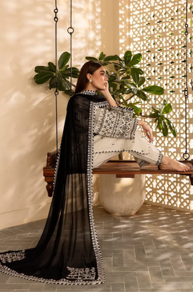 Nishat - 3PC Lawn ChickenKari Embroidered Suit- BFB0275