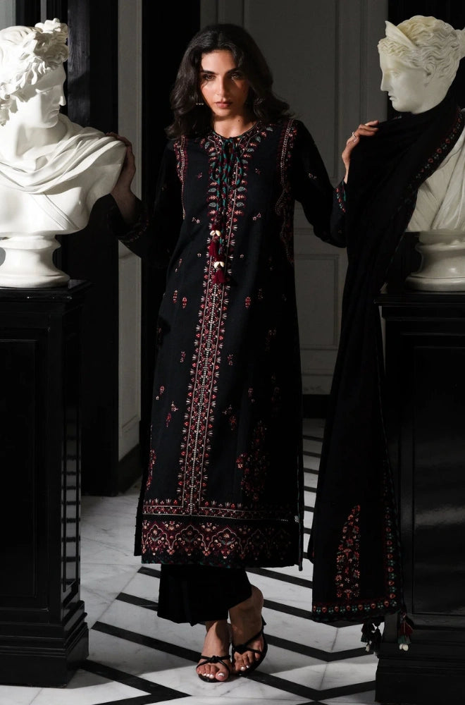 Zaib - 3PC Dhanak Embroidered Shirt With Dhanak Embroidered Dupatta and trouser - BFB01051