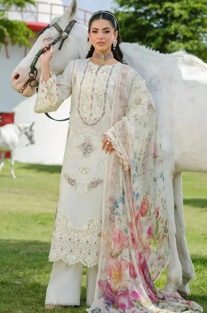 ELAF - 3PC Summer Lawn Embroidered Shirt with Chiffon Printed Dupatta and Trouser - BFB0792