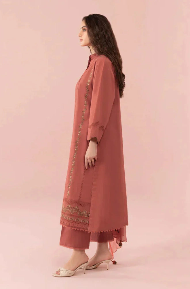 Sapphire - 3PC Dhanak Embroidered Shirt with Chiffon Embroidered Dupatta and Trouser - BFB0890