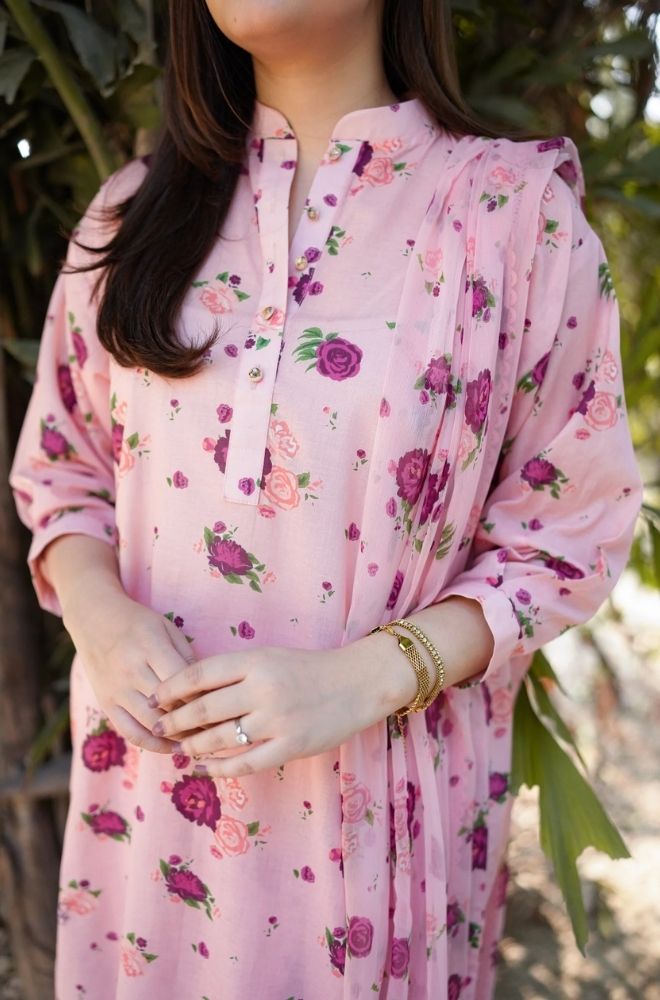 Aneelas - 3PC Lawn Printed Shirt with Lawn Printed Dupatta and Trouser - BFB0846