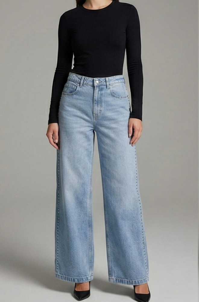 Essential High-Rise Comfort Denim - Soft Blue - BFJ007