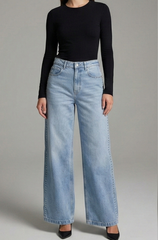 Essential High-Rise Comfort Denim - Soft Blue - BFJ007