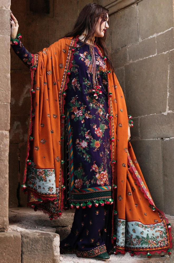 Hussain Rehar - 3PC Dhanak Embroidered Suit - BFRZ0117