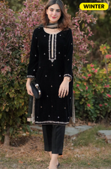 Boraque - Winter 3PC Velvet Embroidered Suit - BFB0401