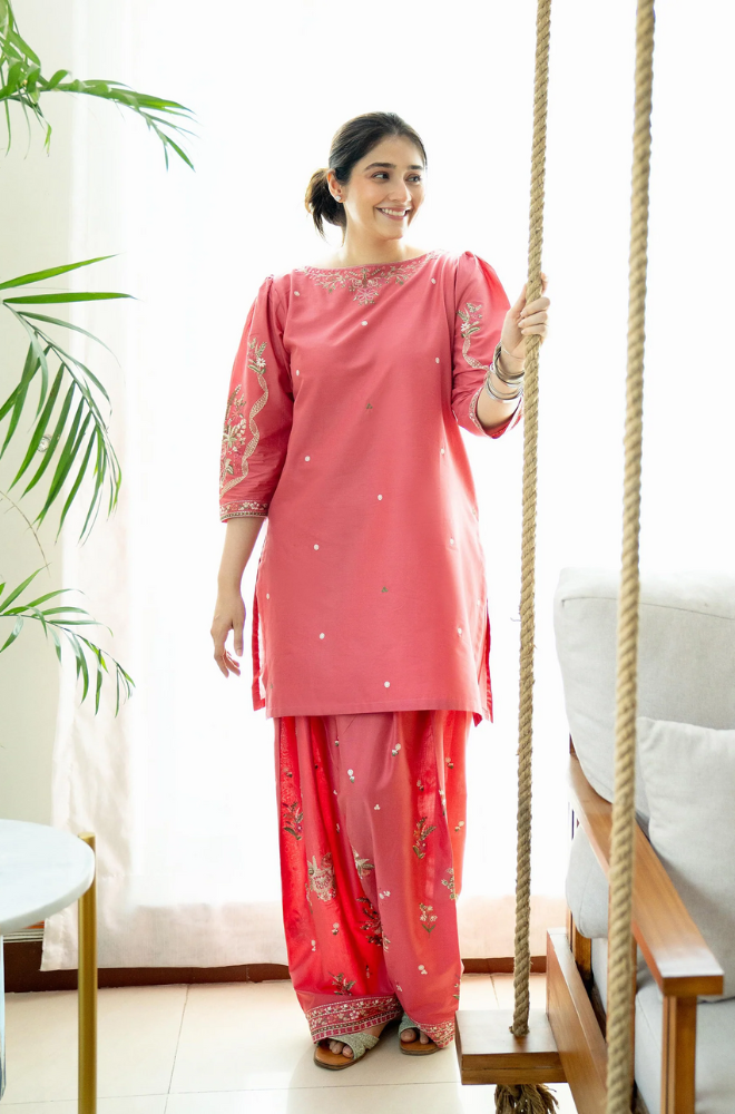 Urge - Winter 2PC Dhanak Embroidered Suit - BFU0134