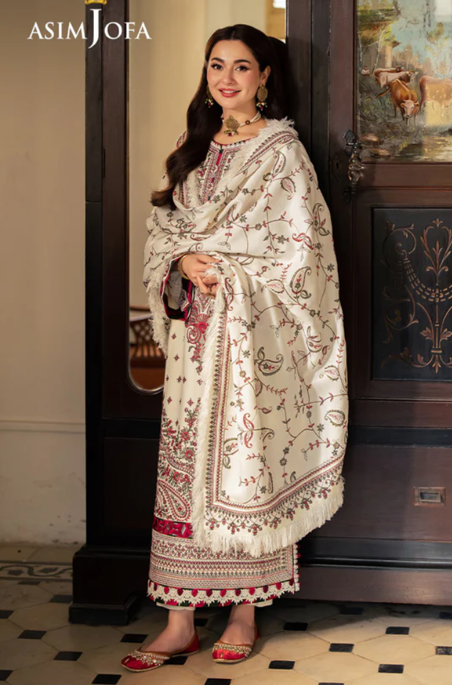 ASIM JOFA - Winter 3PC Dhanak Embroidered Suit - BFB0487