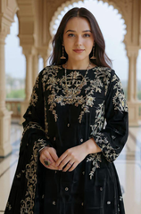 Boraque -Winter 3PC Velvet Embroidered Suit - BFB0569