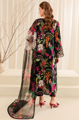 Baroque - Winter 3PC Black Khaddar Digital Printed Dress - BFU0457