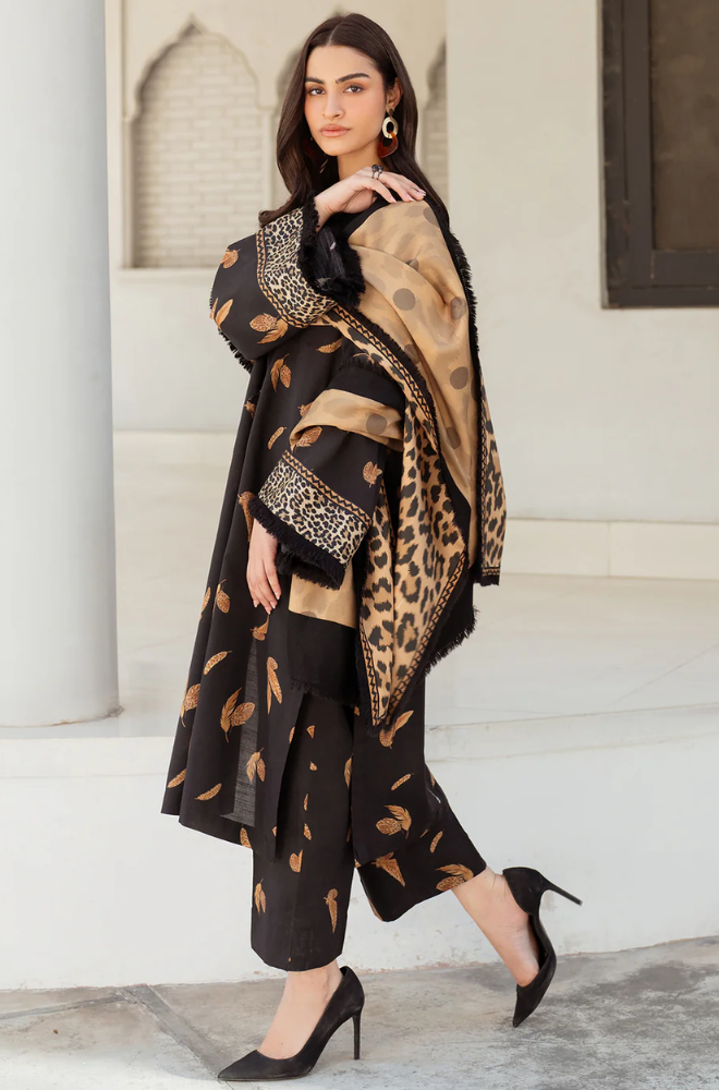 Baroque - Winter 3PC Khaddar Digital Printed Dress - BFU0440