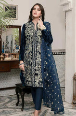 Azure - 3PC Velvet Embroidered Shirt With Organza Embroidered Dupatta - BFFC200