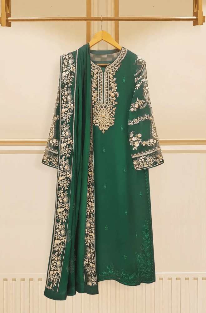 3PC Hand Embroidered Suit With Embellished Pearls - BFB0406 - | BlueFery