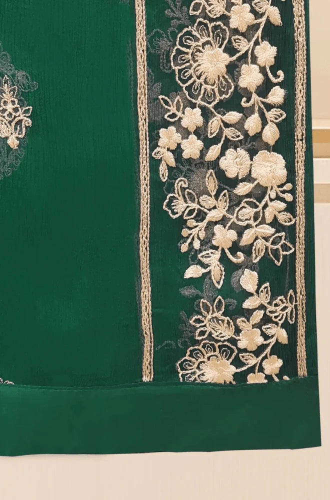 3PC Organza Embroidered Suit With Organza Embroidered Dupatta and Trouser - BFB0406