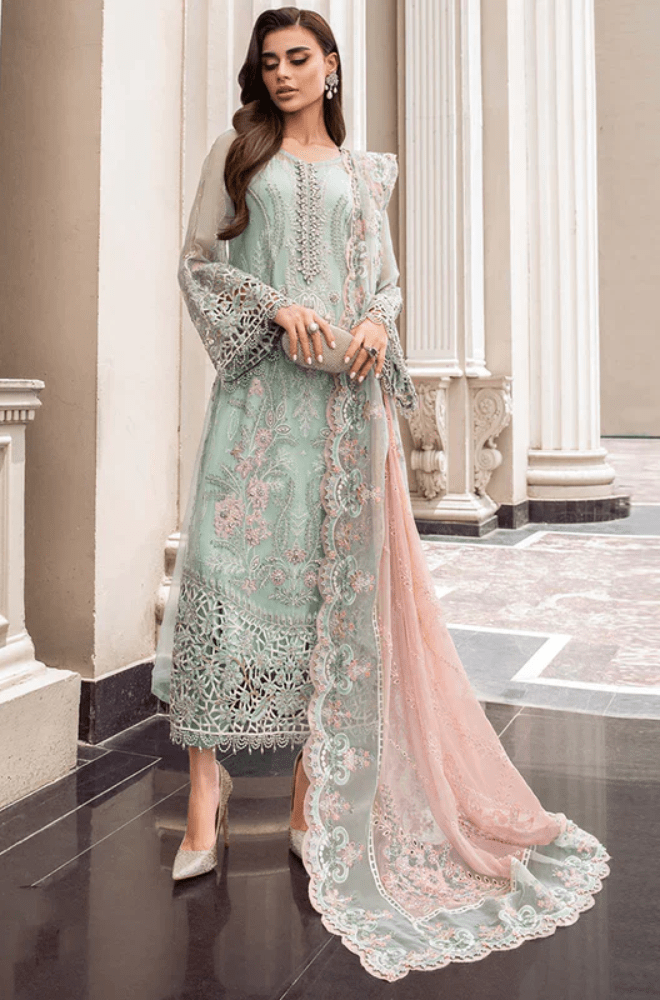 3PC Organza Embroidered Suit - BFS0028 - | BlueFery
