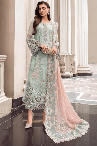 3PC Organza Embroidered Suit - BFS0028 - | BlueFery