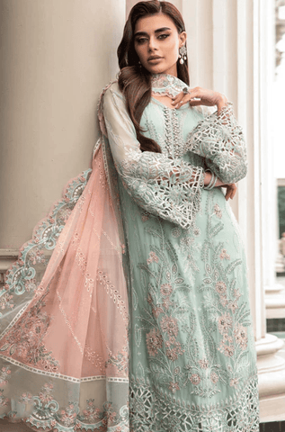 3PC Organza Embroidered Suit - BFS0028 - | BlueFery