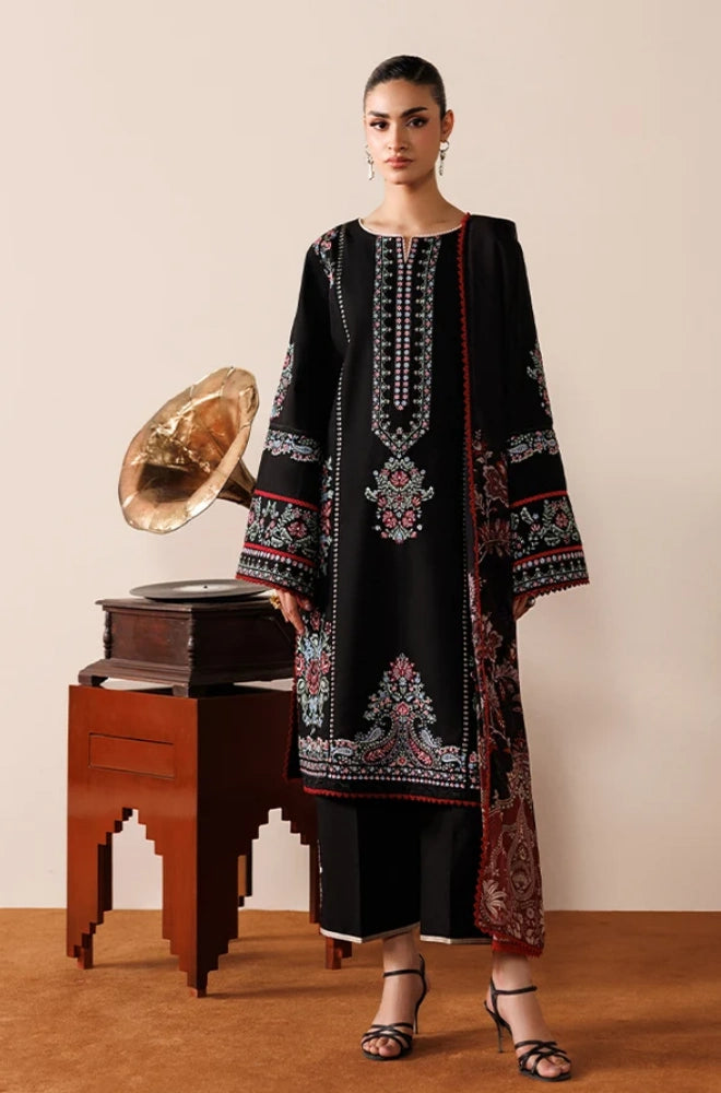 Azzal - 3PC Dhanak Embroidered Shirt With Chiffon Printed Dupatta and Trouser - BFB01052