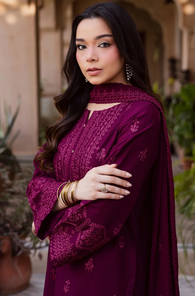 Batik - 3PC Dhanak Embroidered Shirt With Dhanak Embroidered Dupatta and Trouser - BFB01000