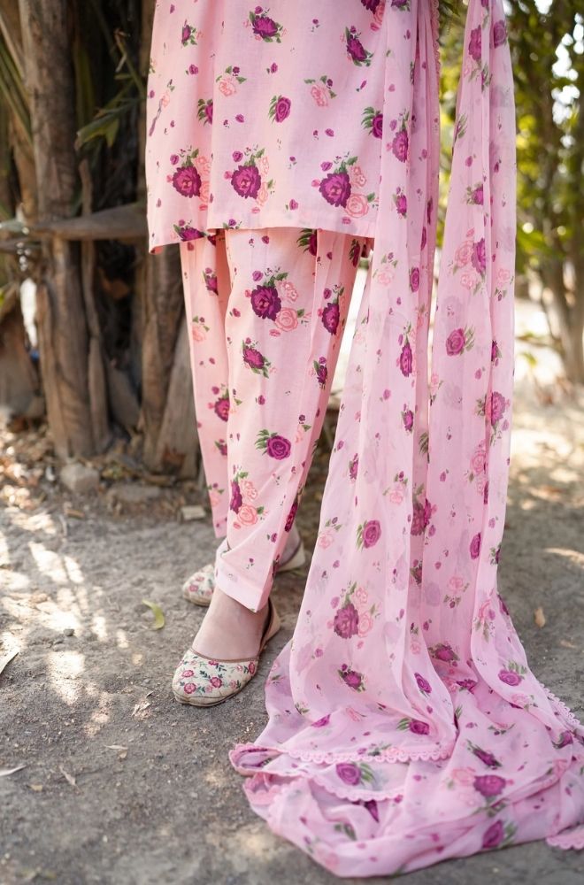 Aneelas - 3PC Lawn Printed Shirt with Lawn Printed Dupatta and Trouser - BFB0846