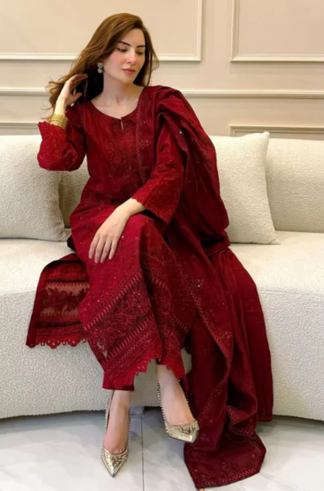 Zara Shahjahan - Stitched 3Pcs Embroidered Dhanak Suit – RTW023