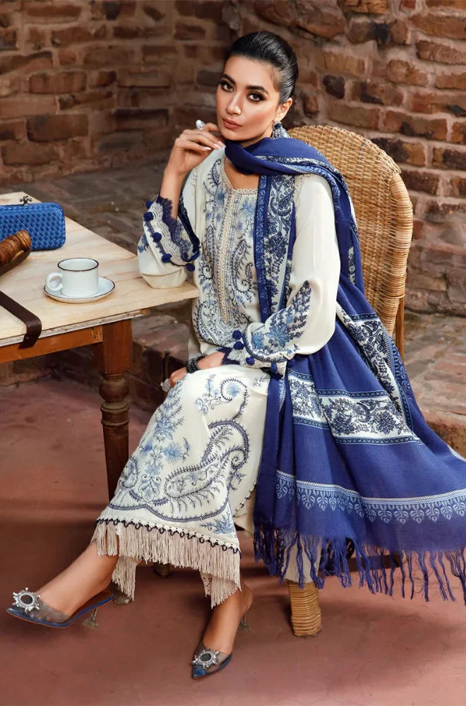 Maria.B - 3PC Dhanak Embroidered Shirt With Twill Printed Dupatta and Trouser - BFB0908