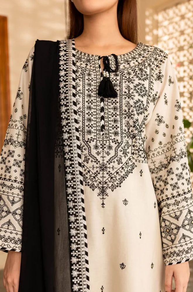 Nishat - 3PC Lawn ChickenKari Embroidered Suit- BFB0275