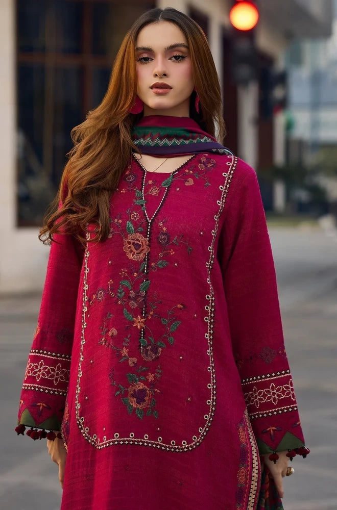 Charizma - 3PC Dhanak Embroidered Shirt With Wool Printed Dupatta and Trouser - BFB01059
