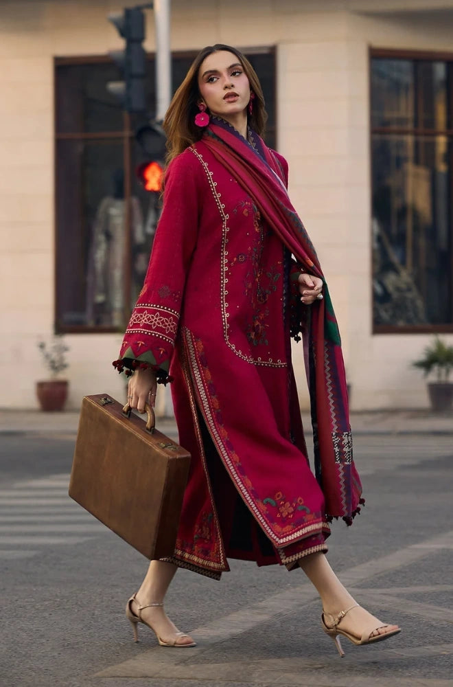 Charizma - 3PC Dhanak Embroidered Shirt With Wool Printed Dupatta and Trouser - BFB01059