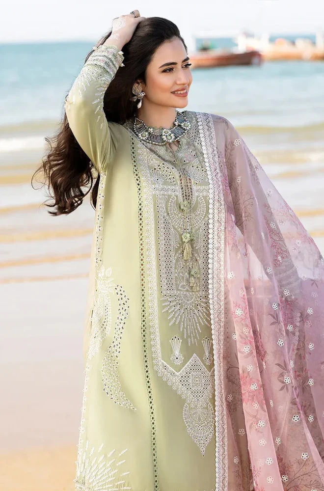JAZMIN - 3PC Lawn Embroidered Shirt with Organza Printed Dupatta and Trouser - BFRZ0040