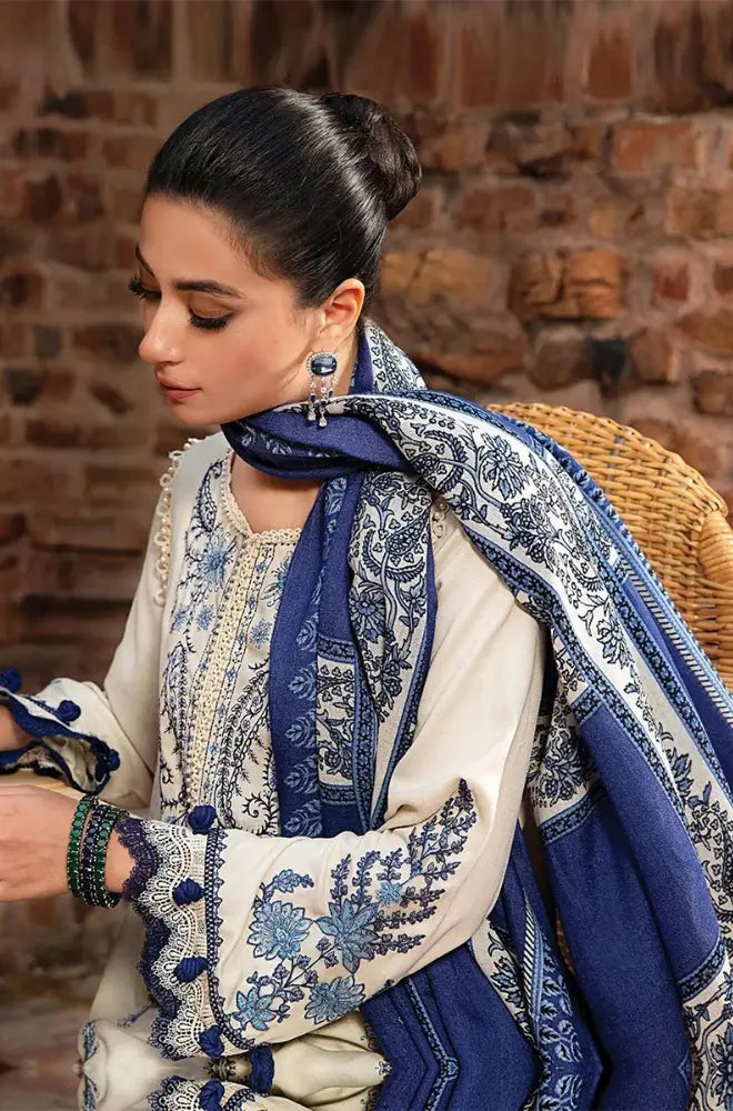 Maria.B - 3PC Dhanak Embroidered Shirt With Twill Printed Dupatta and Trouser - BFB0908