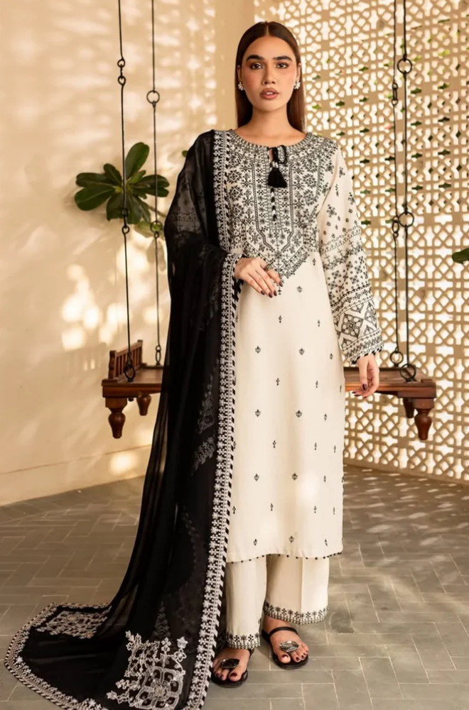 Nishat - 3PC Lawn ChickenKari Embroidered Suit- BFB0275