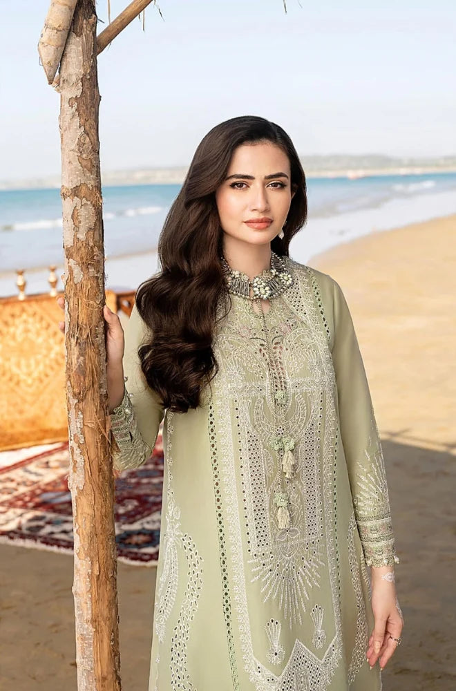 JAZMIN - 3PC Lawn Embroidered Shirt with Organza Printed Dupatta and Trouser - BFRZ0040