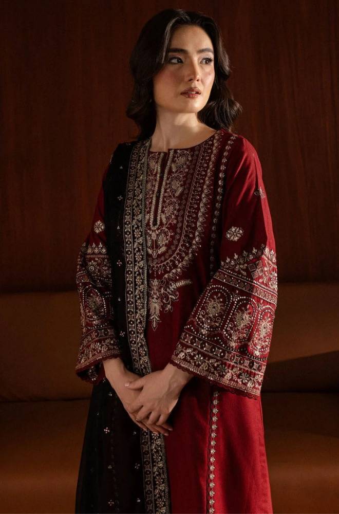 Zara Shahjahan - Winter 3PC Dhanak Embroidered Suit - BFB0454