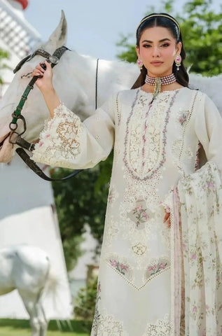 ELAF - 3PC Summer Lawn Embroidered Shirt with Chiffon Printed Dupatta and Trouser - BFB0792