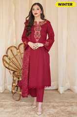 Asling - Winter 3PC Dhanak Embroidered Suit - BFB0412