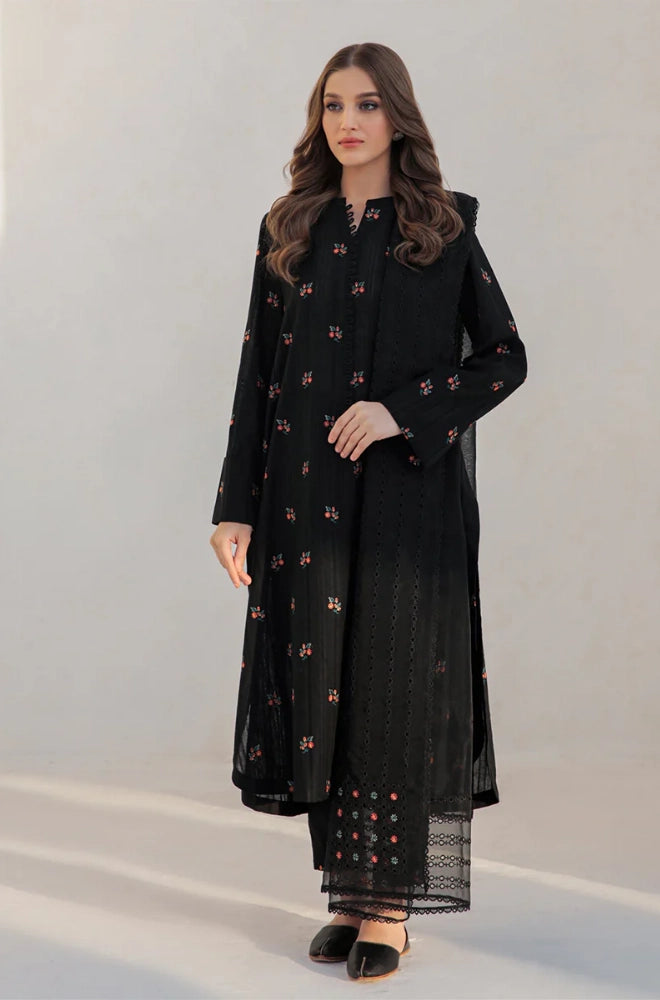 Jazmin - 3PC Dhanak Embroidered Shirt With Organza Embroidered Dupatta and Trouser - BFB0907