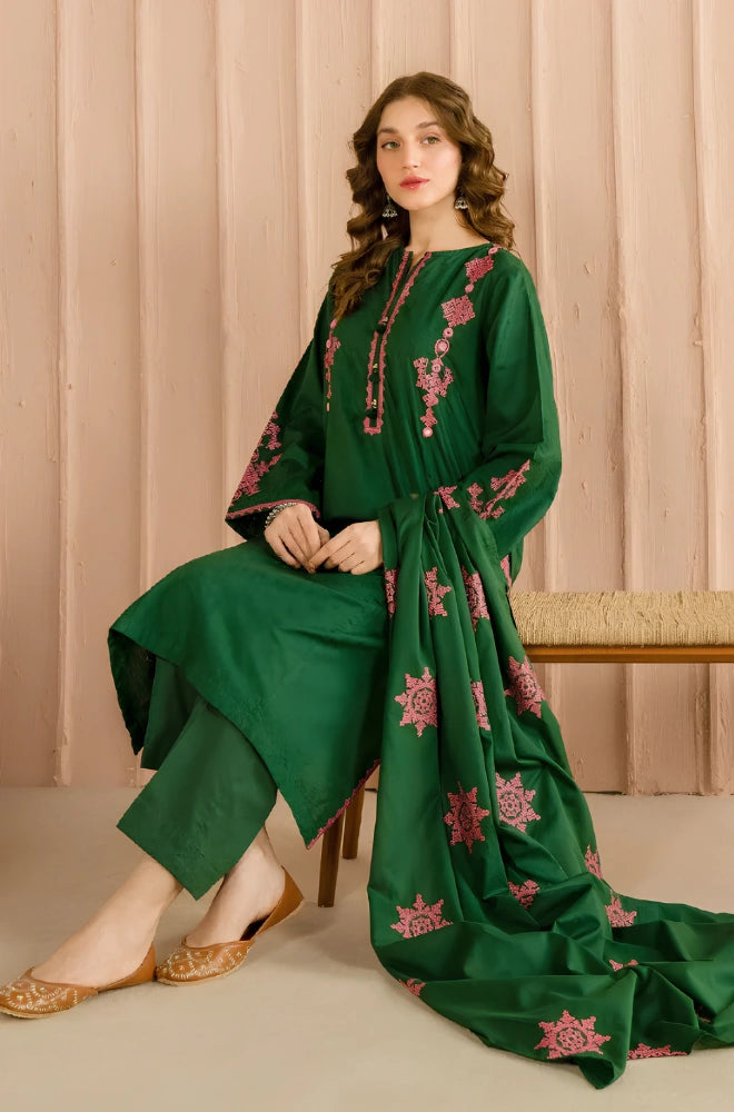 Sapphire - 3PC Dhanak Embroidered Suit - BFB01103